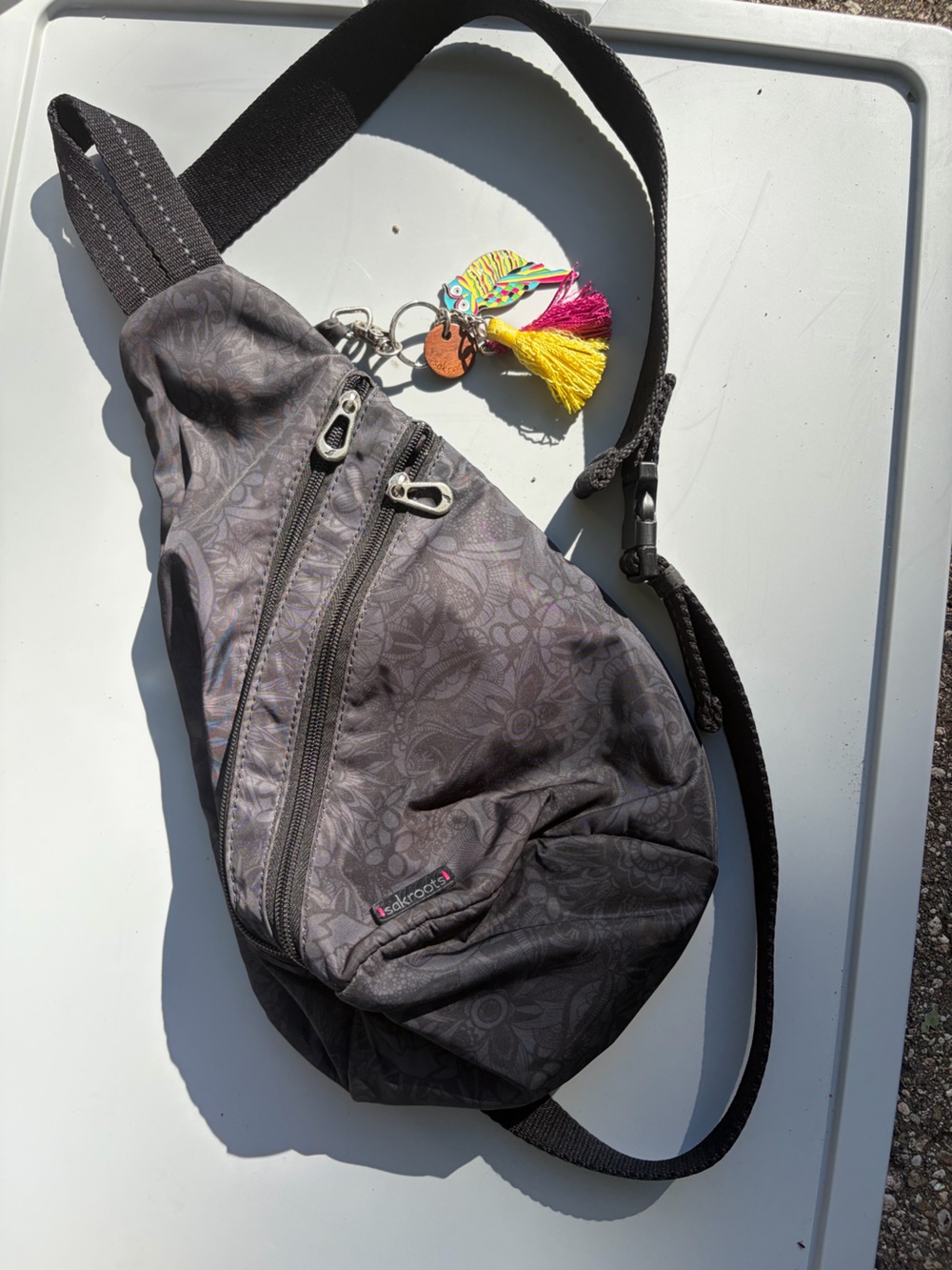 Dakine Black Floral Pattern Crossbody Sling Bag